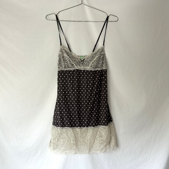 HoneyDew Baby Doll Polka Dot Lace Tank Cami Y2K S - Picture 1 of 5